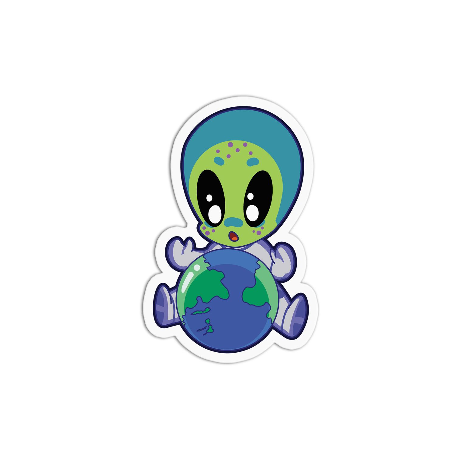 Alien & Earth Space One Sticker - Raised Spot UV, Waterproof