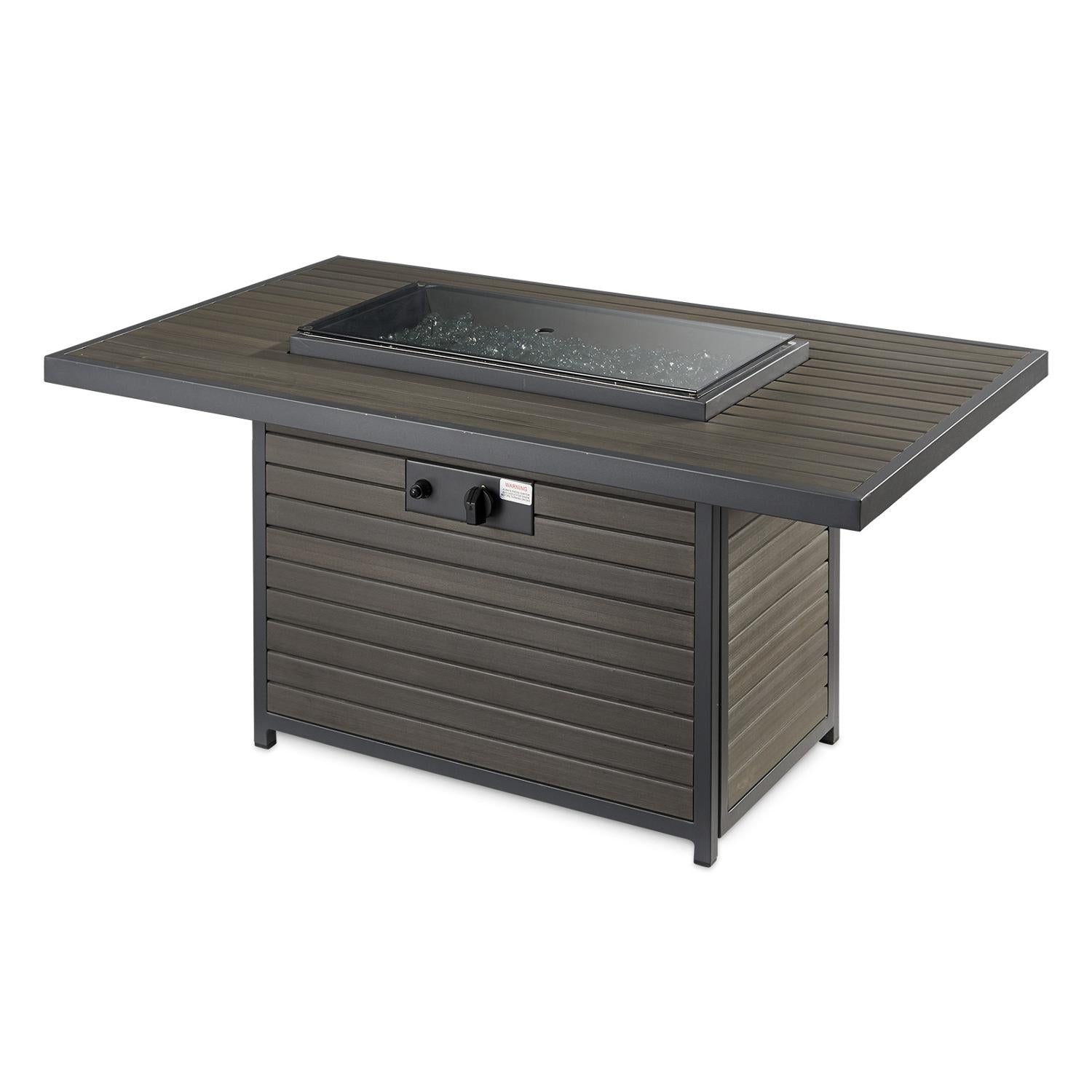 The Outdoor GreatRoom Company Brooks 50-Inch Rectangular Propane Gas Fire Pit Table - Grey