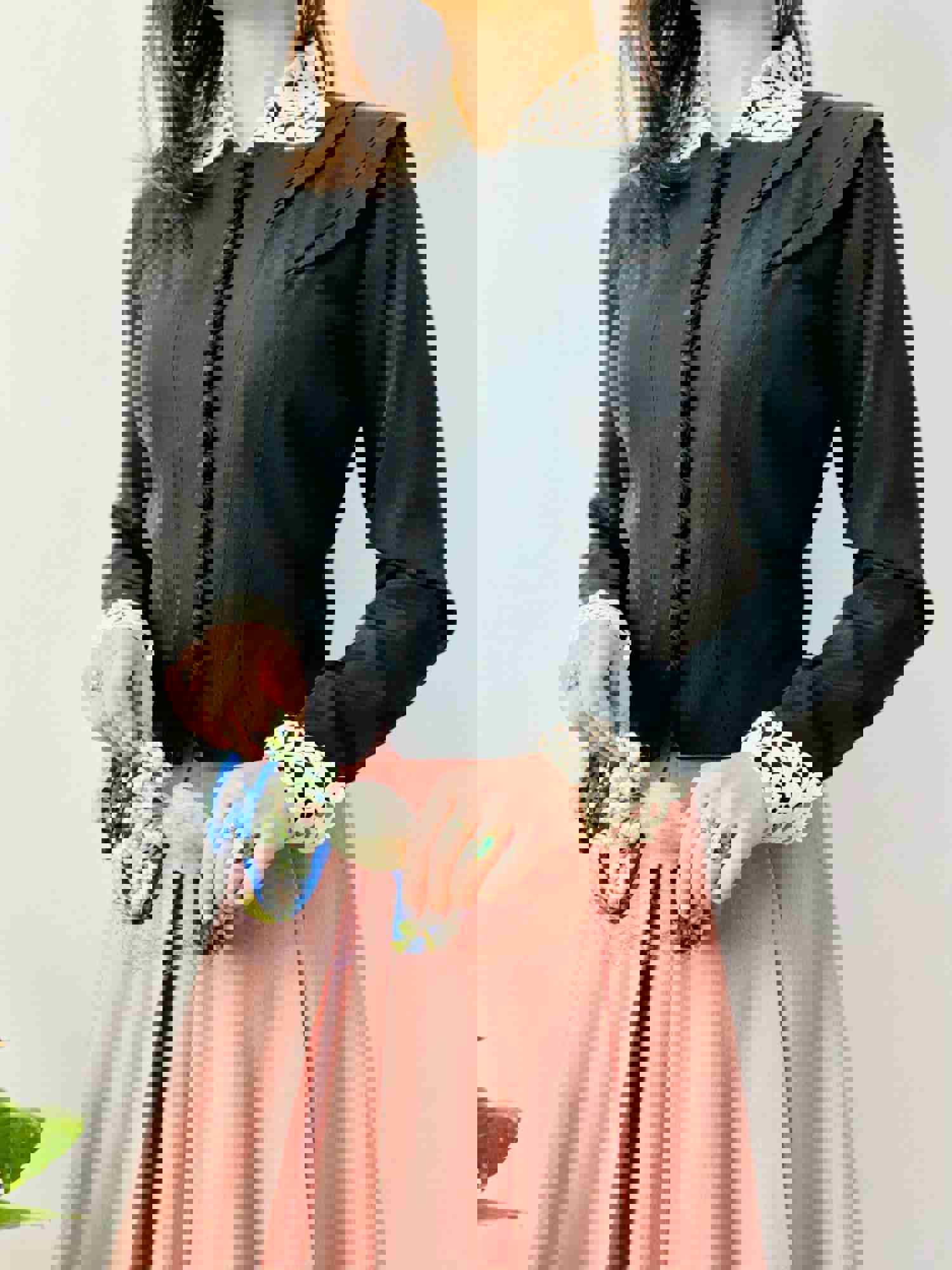 Vintage 1930s Black Lace Jacket with French Buttons