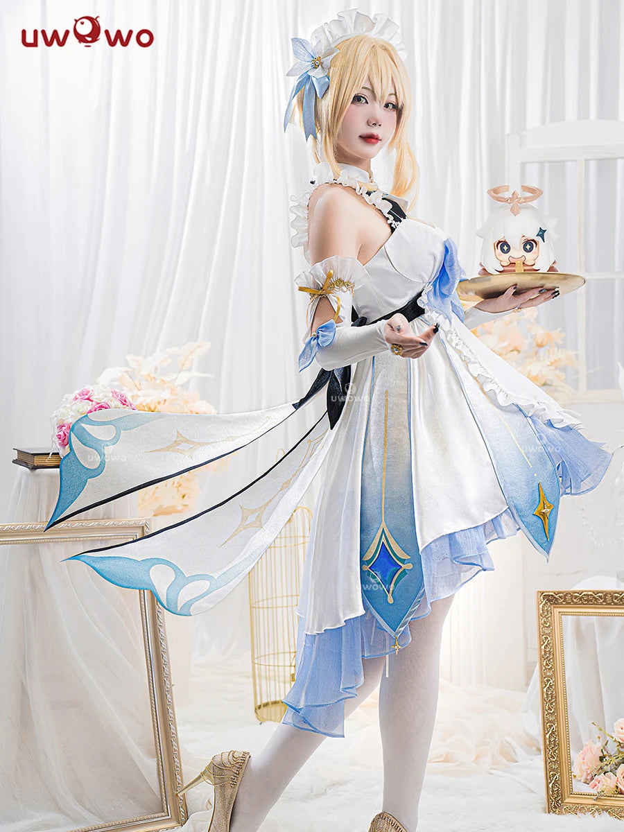 UWOWO Traveler Lumine Cosplay Maid Costume - Genshin Impact Lumine Maid Dress Halloween Costume