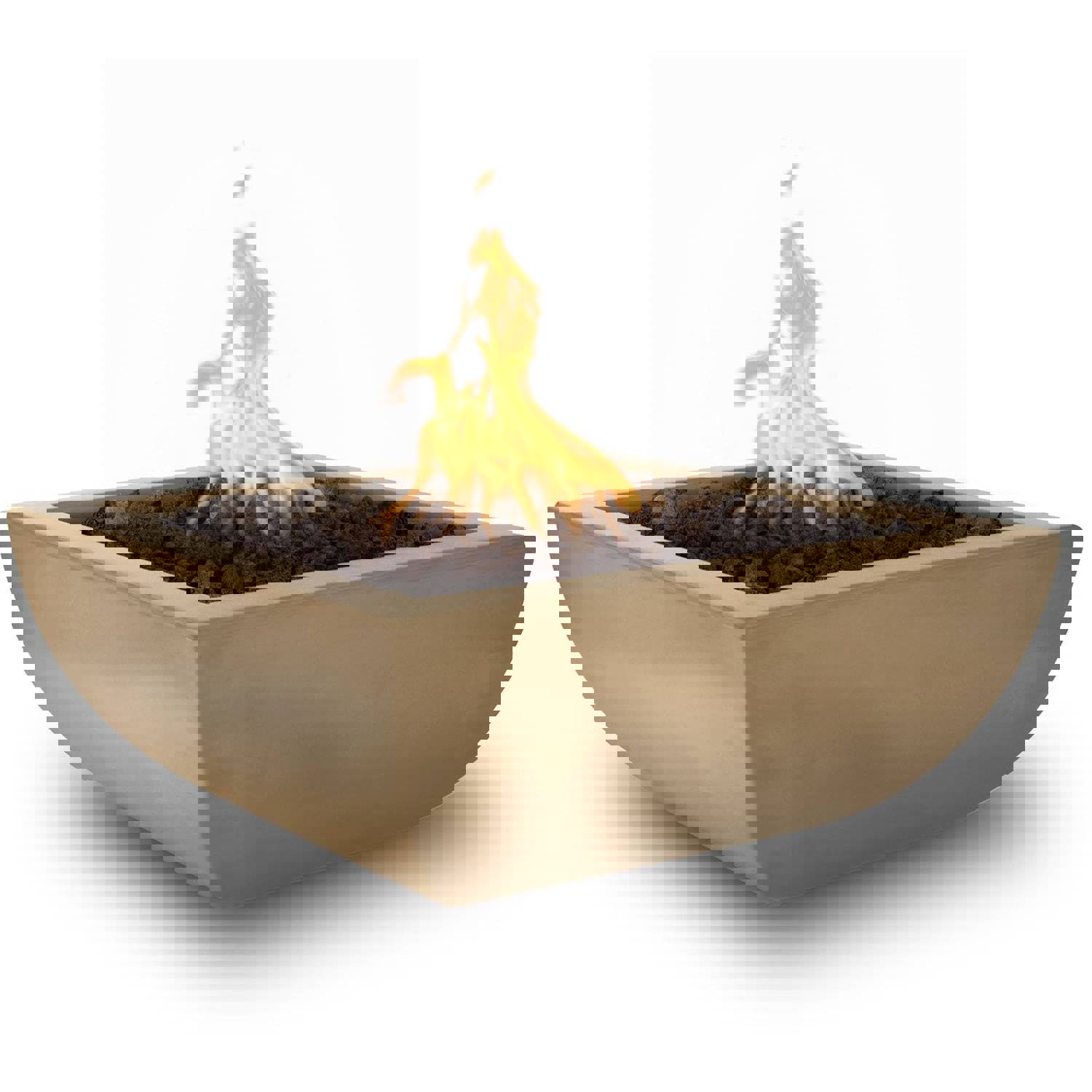 Outdoor Plus Avalon Square Fire Bowl in GFRC Concrete with Free Cover