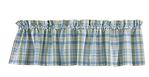 Sarasota Curtains Unlined Plaid Valances, Tiers, and Shower Curtain