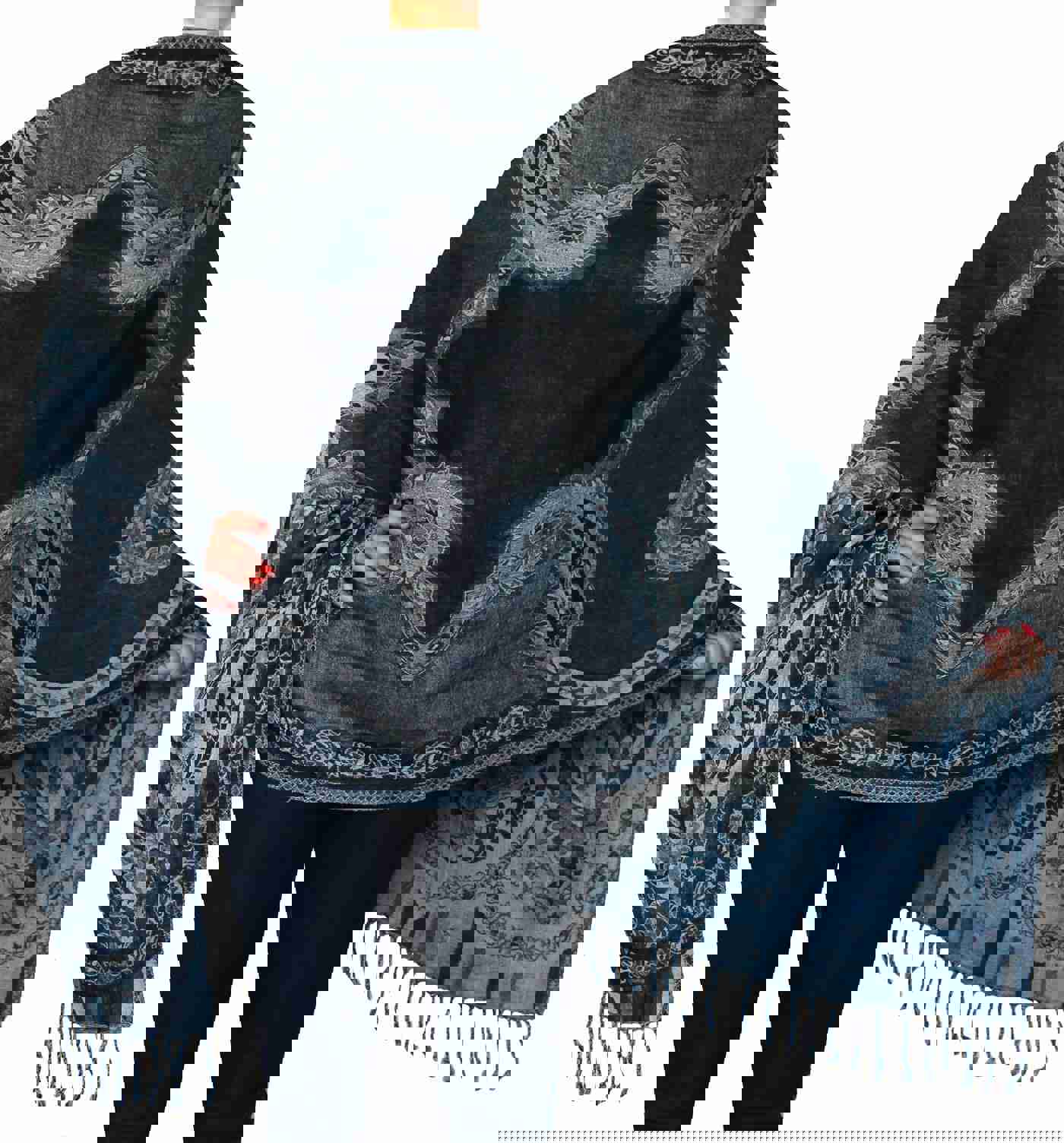 Women's Paisley Wool Scarf Shawl - Handmade in Kashmir (78 x 28 inches)