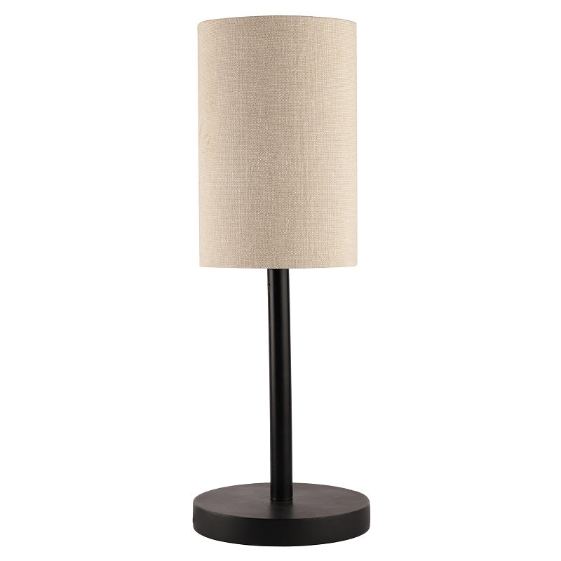 BTR CRAFTS Raven Black Metal Table Lamp with Cylinder Lampshade