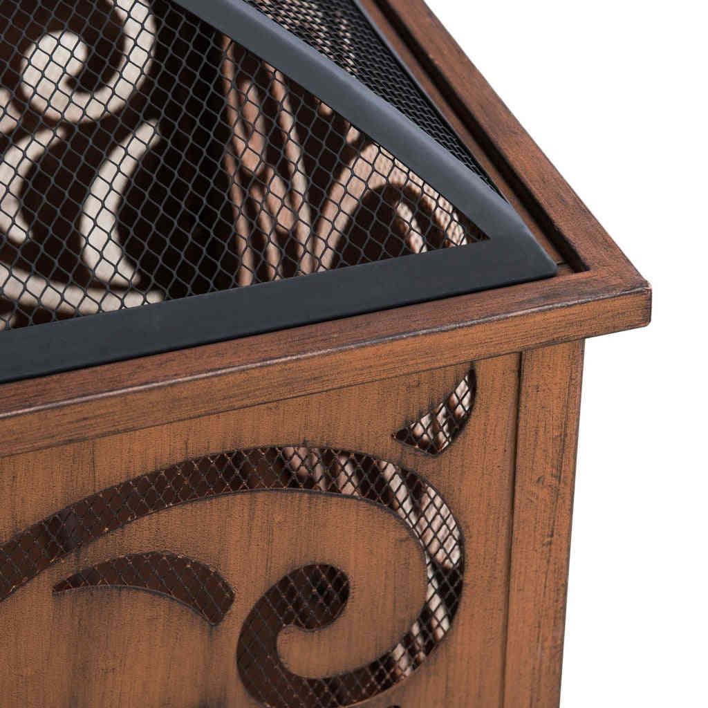 Sunjoy 26 in. Outdoor Fire Pit - Copper Steel Wood Burning Patio Fire Pit with Mesh Screen and Fire Poker