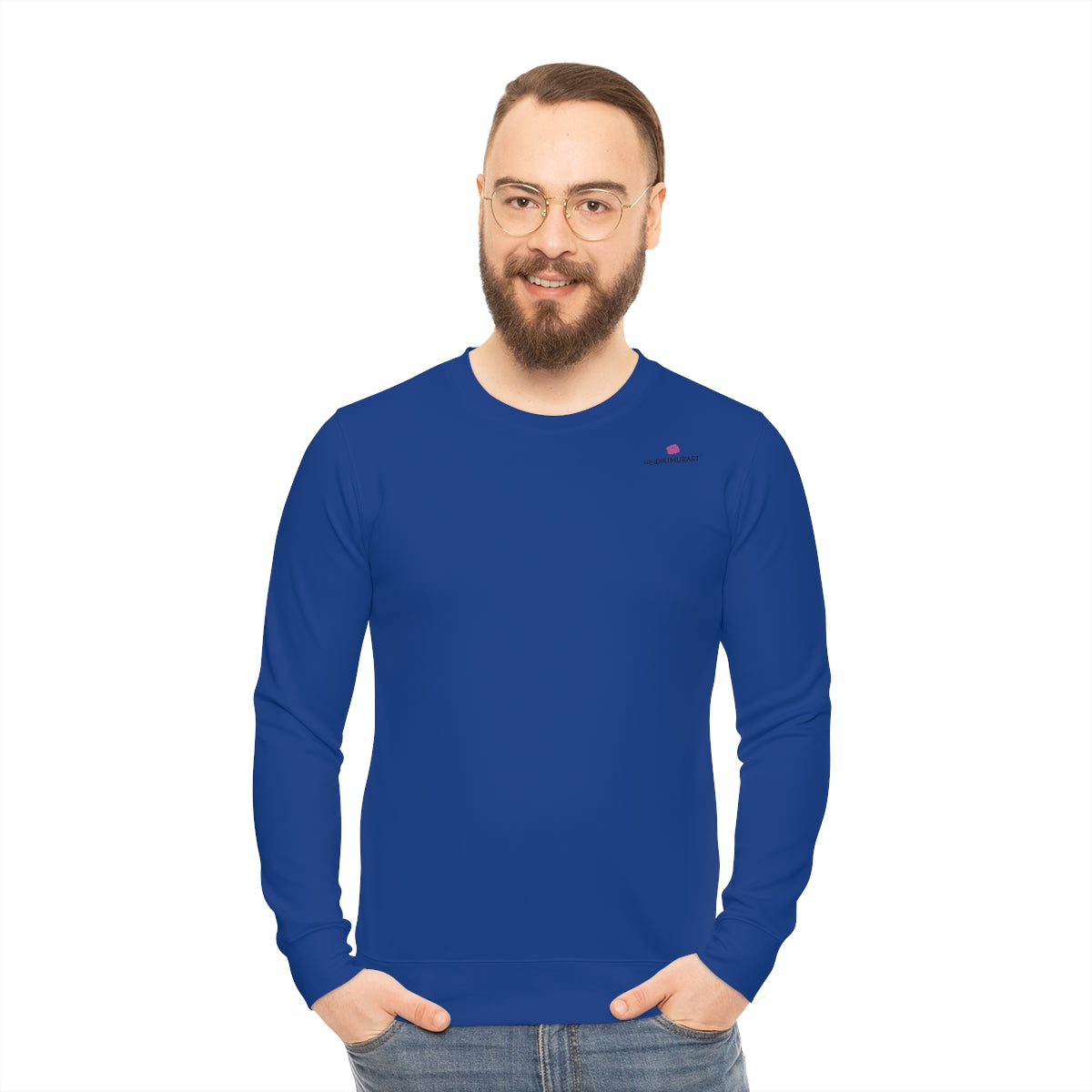 Dark Blue Lightweight Men's Sweatshirt - Solid Color, Breathable & Soft