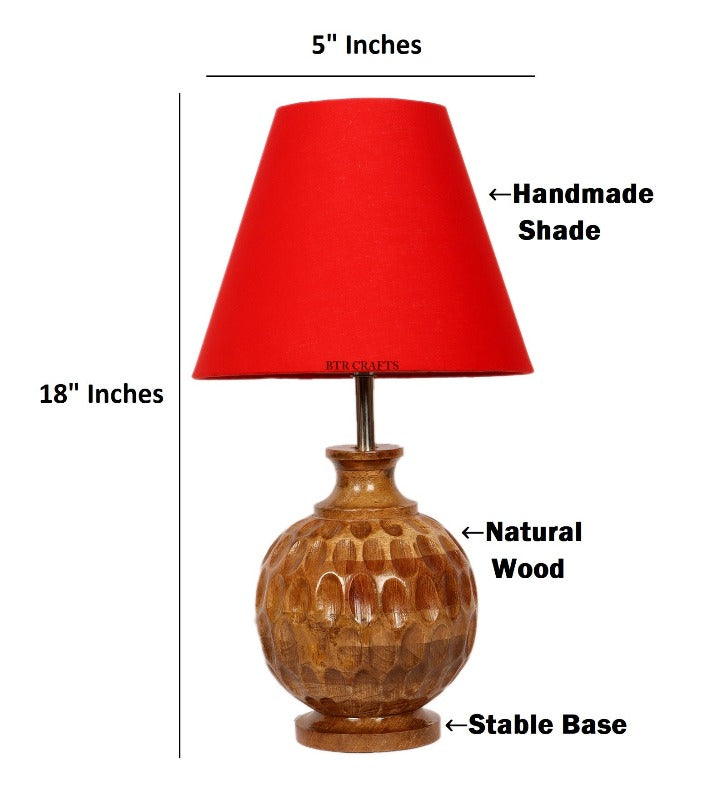 BTR CRAFTS Spotted Wooden Matki Table Lamp (Bulb not Included)