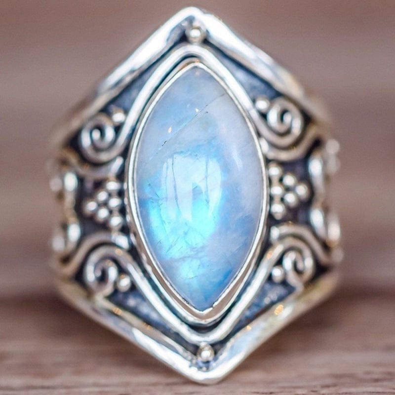 Antique Silver Vintage Moonstone Ring - Handmade Jewelry Gift for Women