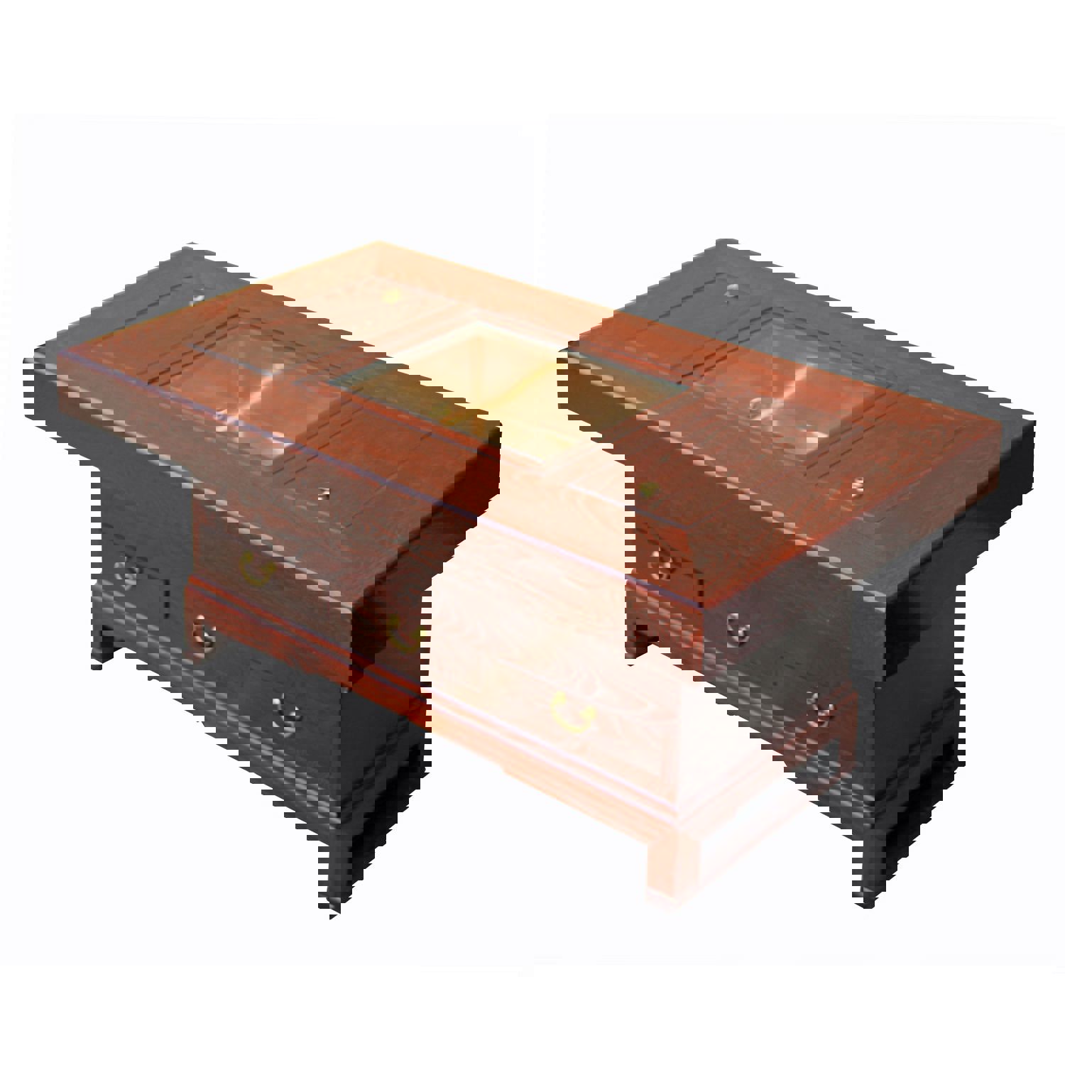 Oriental Rectangular Bold Thick Wood Drawers Coffee Table cs5305S