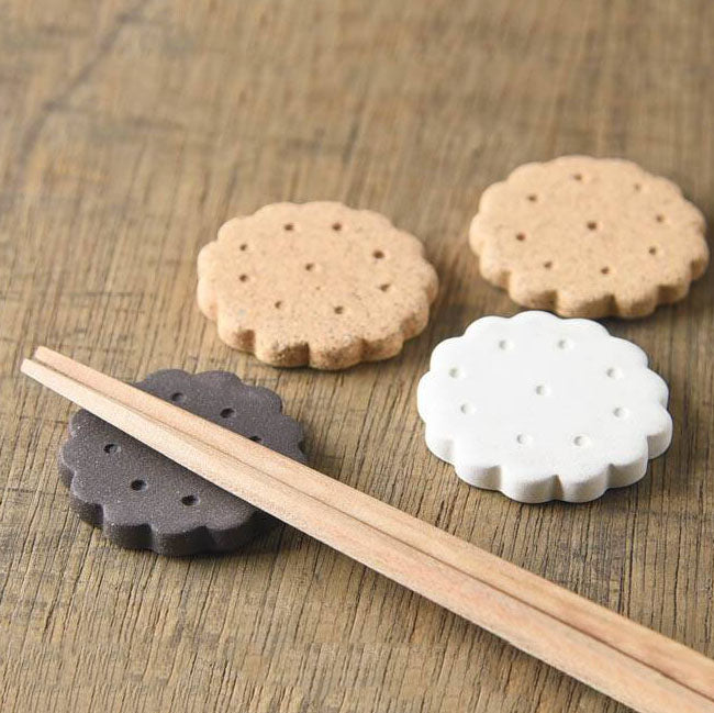 Biscuits Chopstick Rest Gift Set - Ceramic Mino Ware (4pcs, Japan)