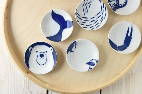 Aquarium Small Plate Gift Set 3.5" - 6 Porcelain Plates with Marine Theme