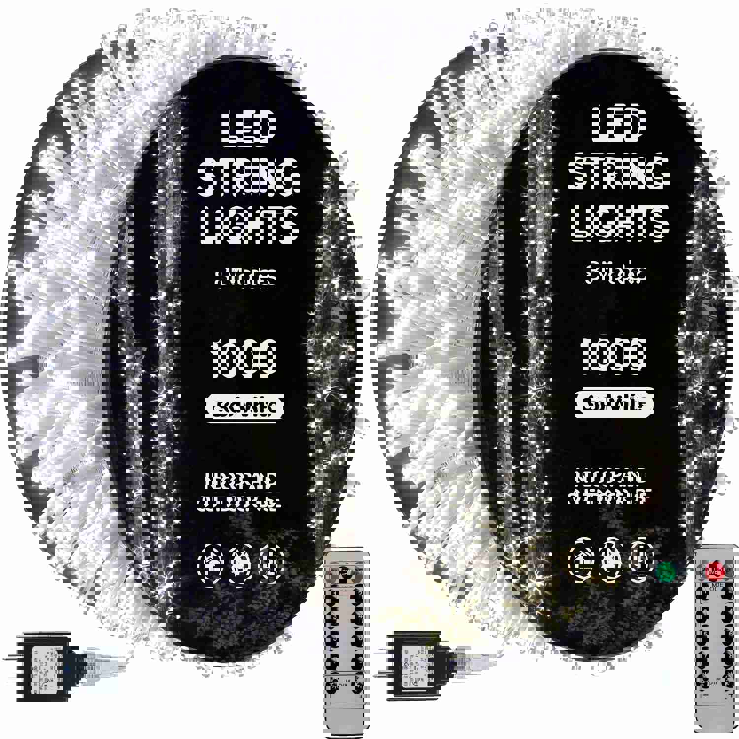 1000 LED Christmas Lights [Cool White] 400ft Super Long String Lights with Remote & 8 Modes