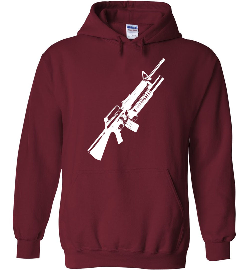 M16A2 Rifles with M203 Grenade Launcher Hoodie - Unique Design for Gun Enthusiasts
