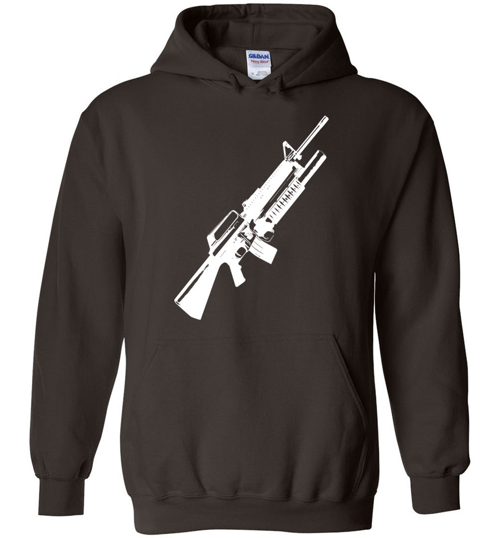 M16A2 Rifles with M203 Grenade Launcher Hoodie - Unique Design for Gun Enthusiasts