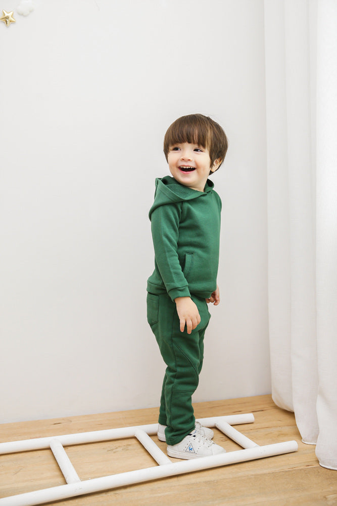Green Bengdi Hoodie & Pants Set for Kids