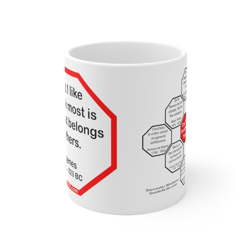 Diogenes Quote Ceramic Mug - 11oz Drink Wisely Cup