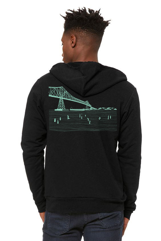 Gateway to the Sea A Ultra Soft Zip Up Hoodie Black