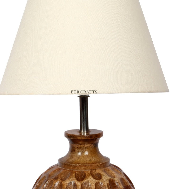 BTR CRAFTS Spotted Wooden Matki Table Lamp (Bulb not Included)