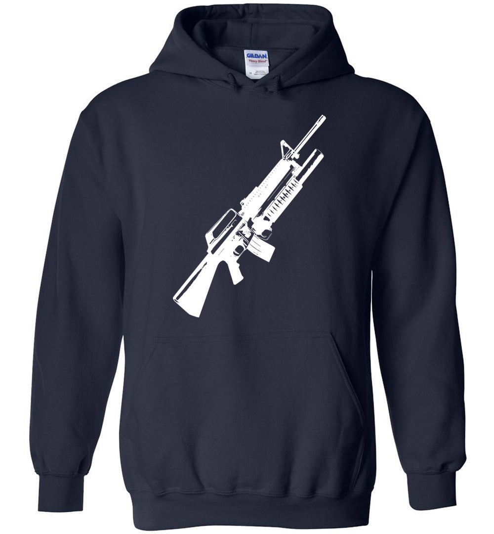 M16A2 Rifles with M203 Grenade Launcher Hoodie - Unique Design for Gun Enthusiasts