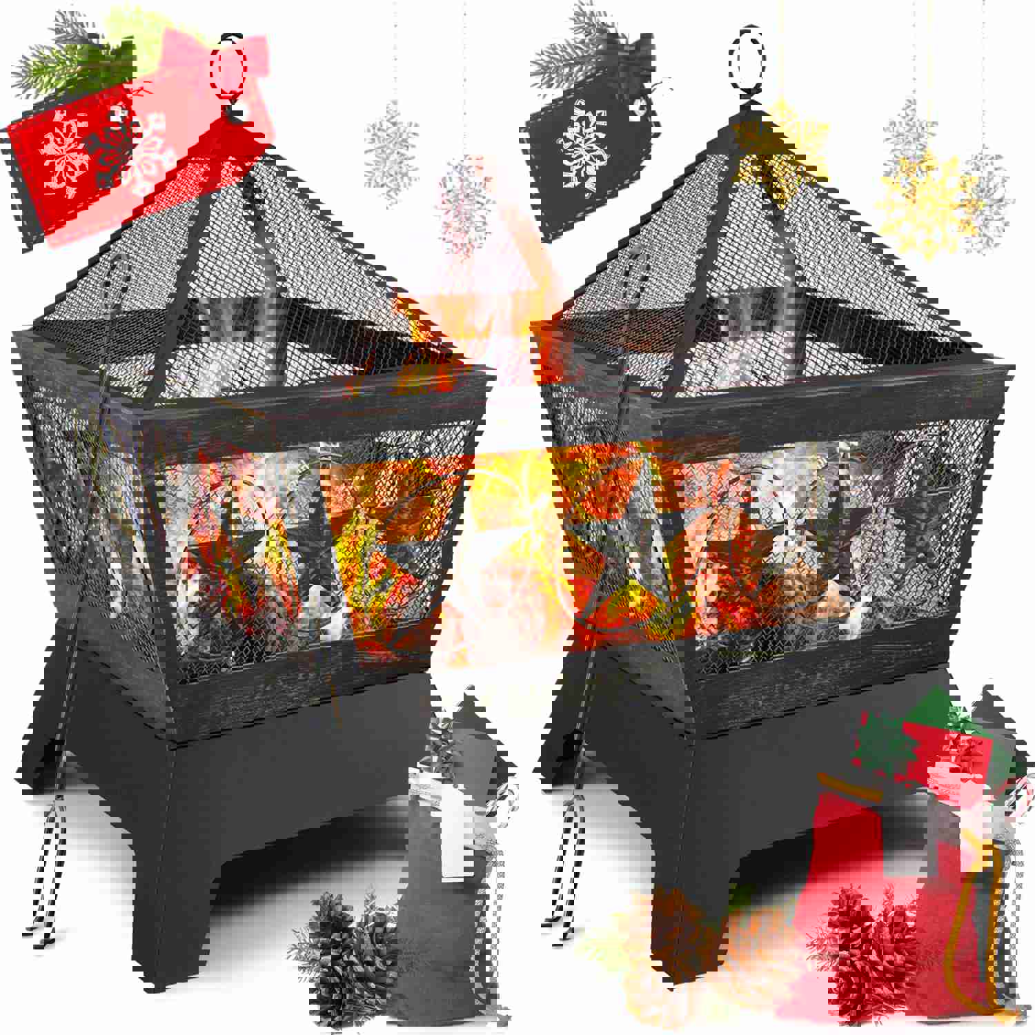 Amagabeli 24in Bronze Fire Pit - Outdoor Wood Burning Firebowl BG369