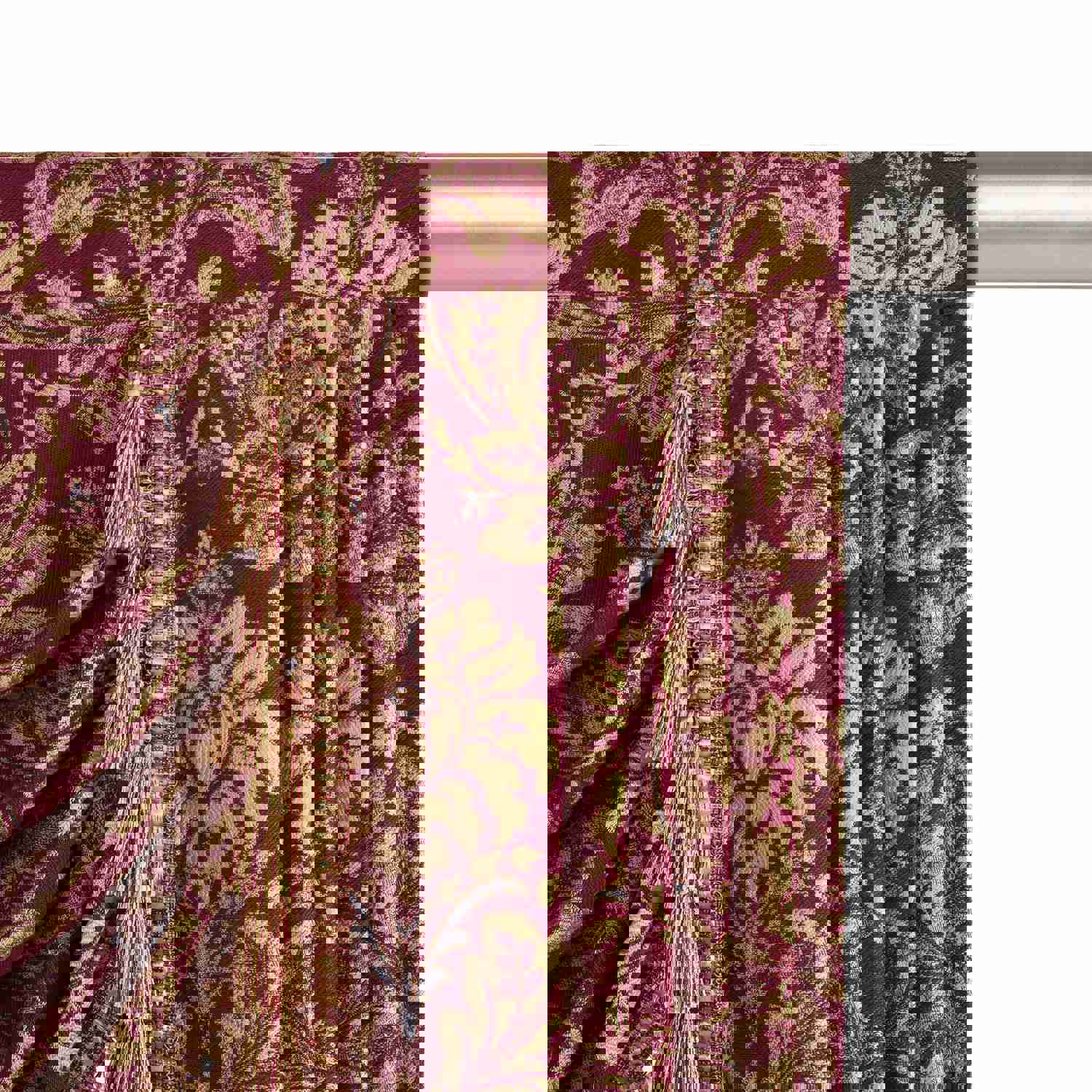 Lafaye Swag Valance - Classic Damask Pattern Waterfall Window Valance