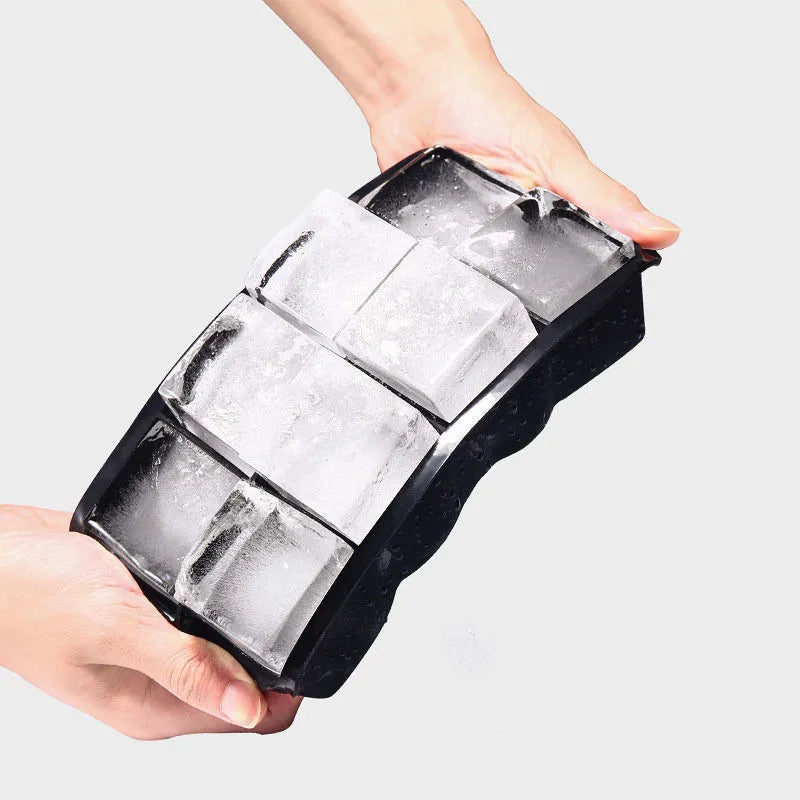 Grid Big Ice Tray Mold Box - Large Food Grade Silicone Ice Cube Square Tray for DIY Bar, Pub, Wine (4/6/8/15 Grids)
