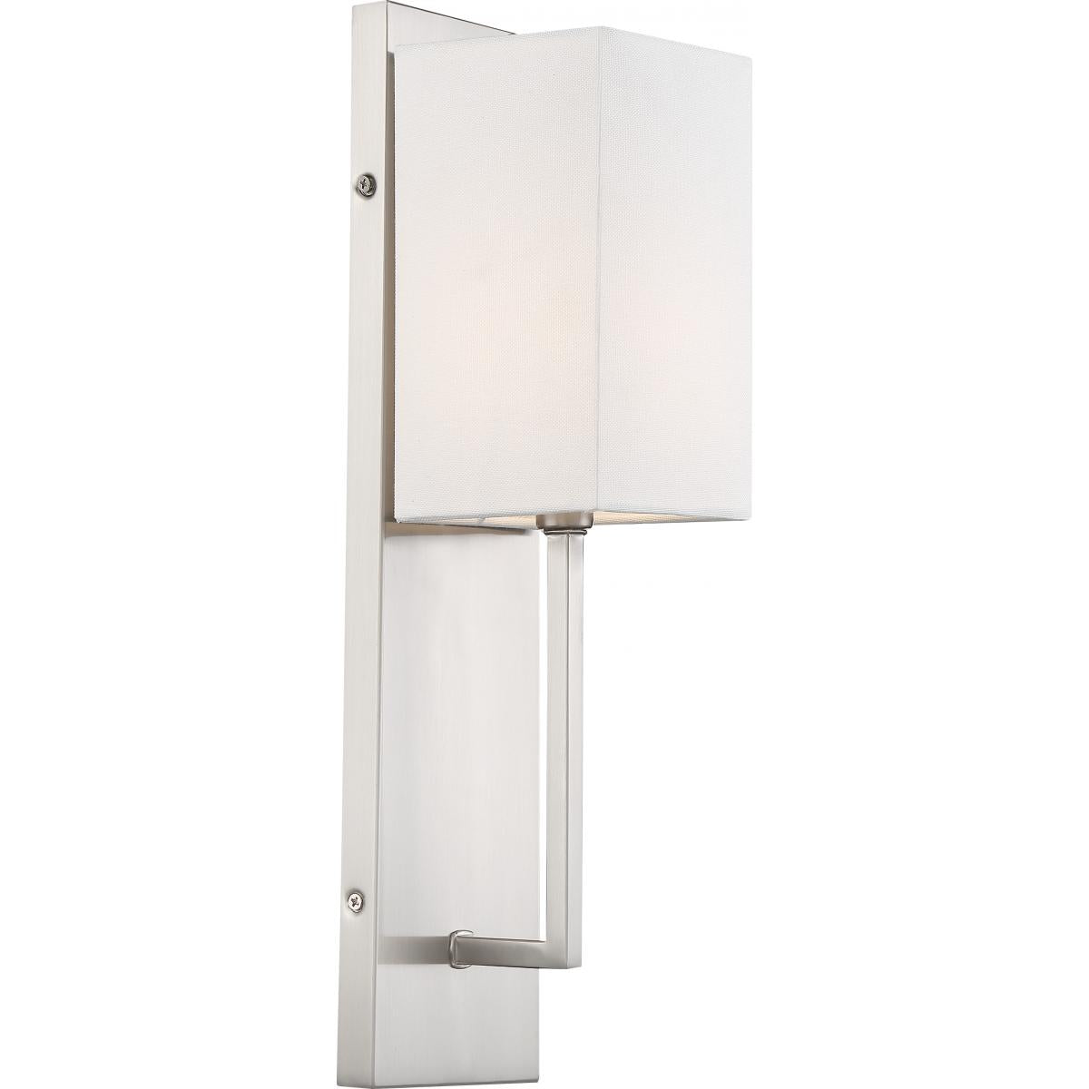 Vesey 1 Light Wall Sconce with White Linen Shade - Brushed Nickel Finish