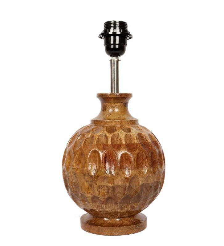 BTR CRAFTS Spotted Wooden Matki Table Lamp (Bulb not Included)