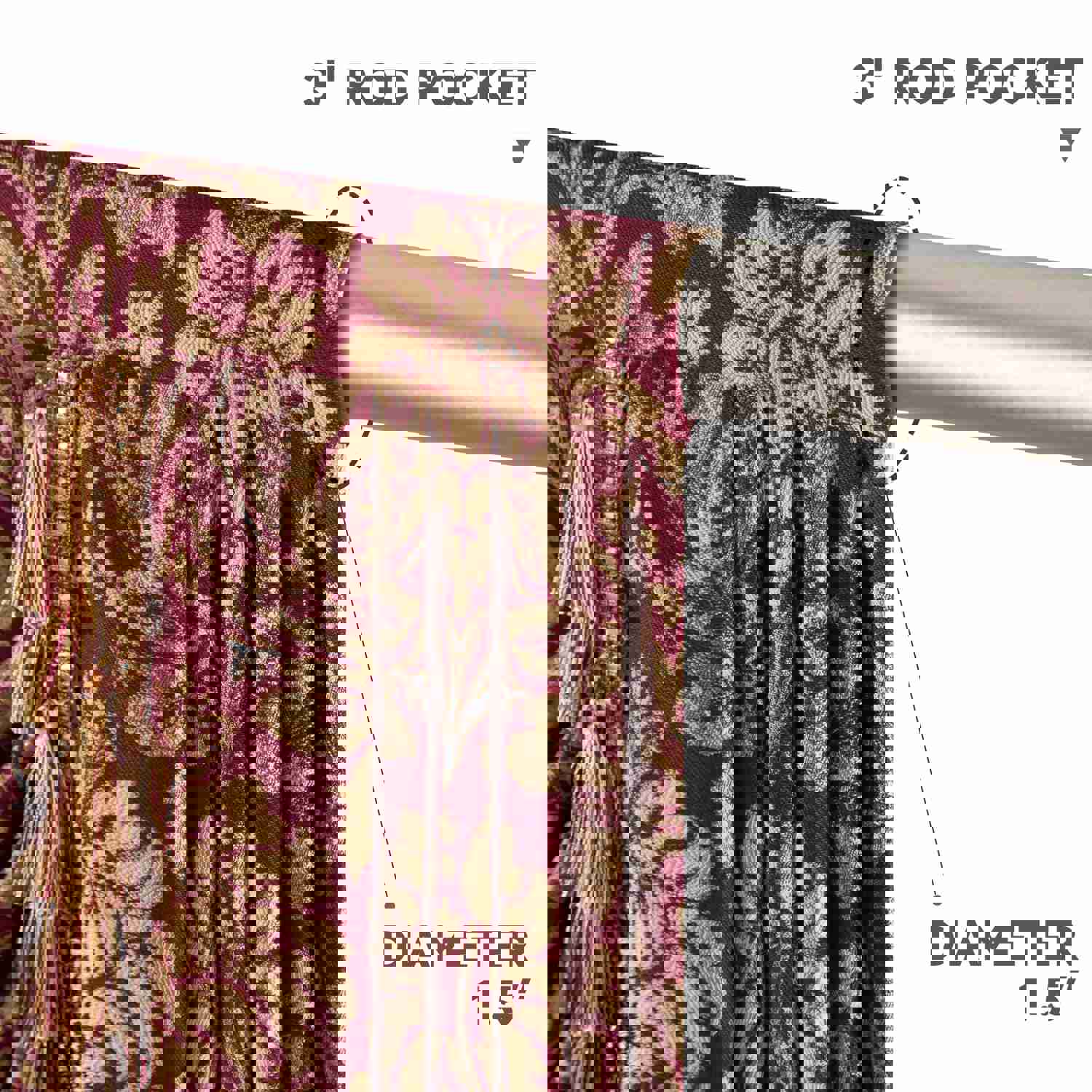 Lafaye Swag Valance - Classic Damask Pattern Waterfall Window Valance