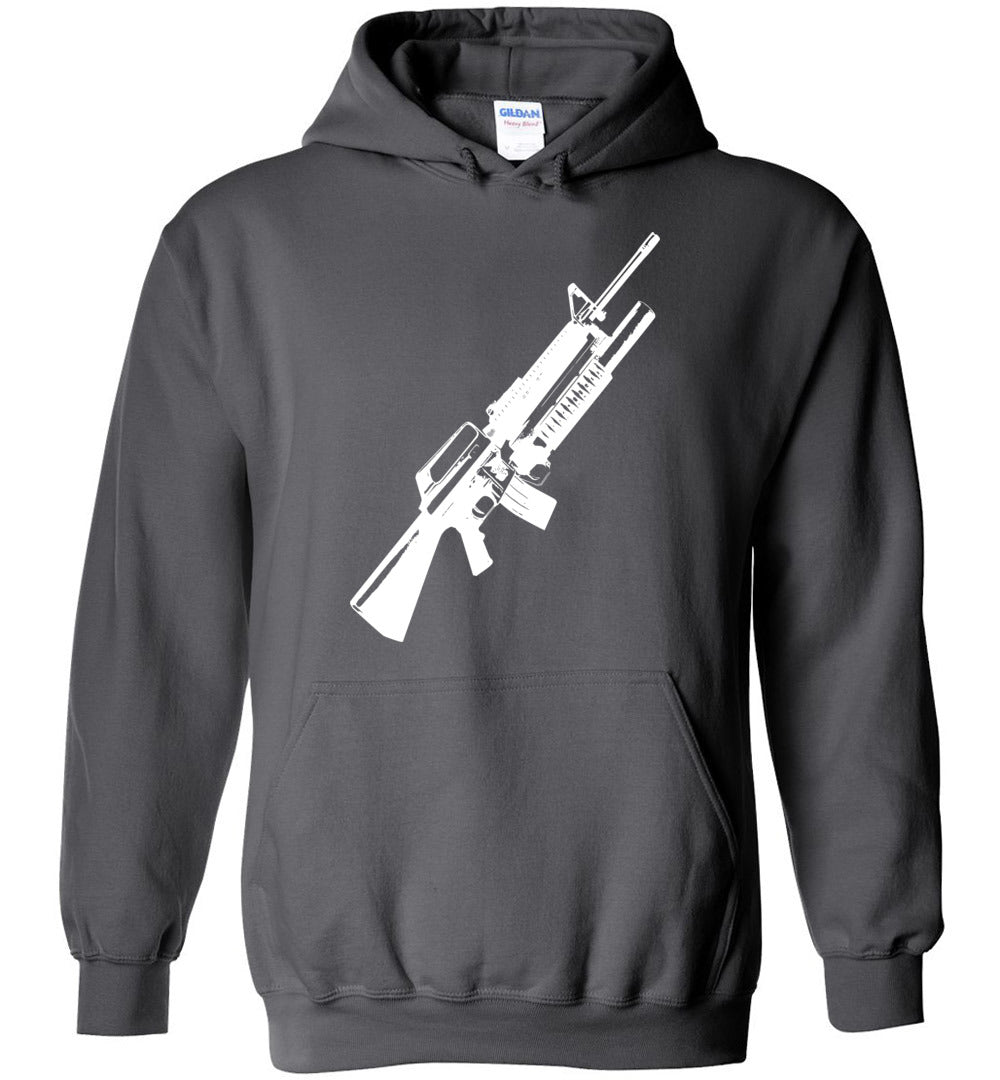 M16A2 Rifles with M203 Grenade Launcher Hoodie - Unique Design for Gun Enthusiasts