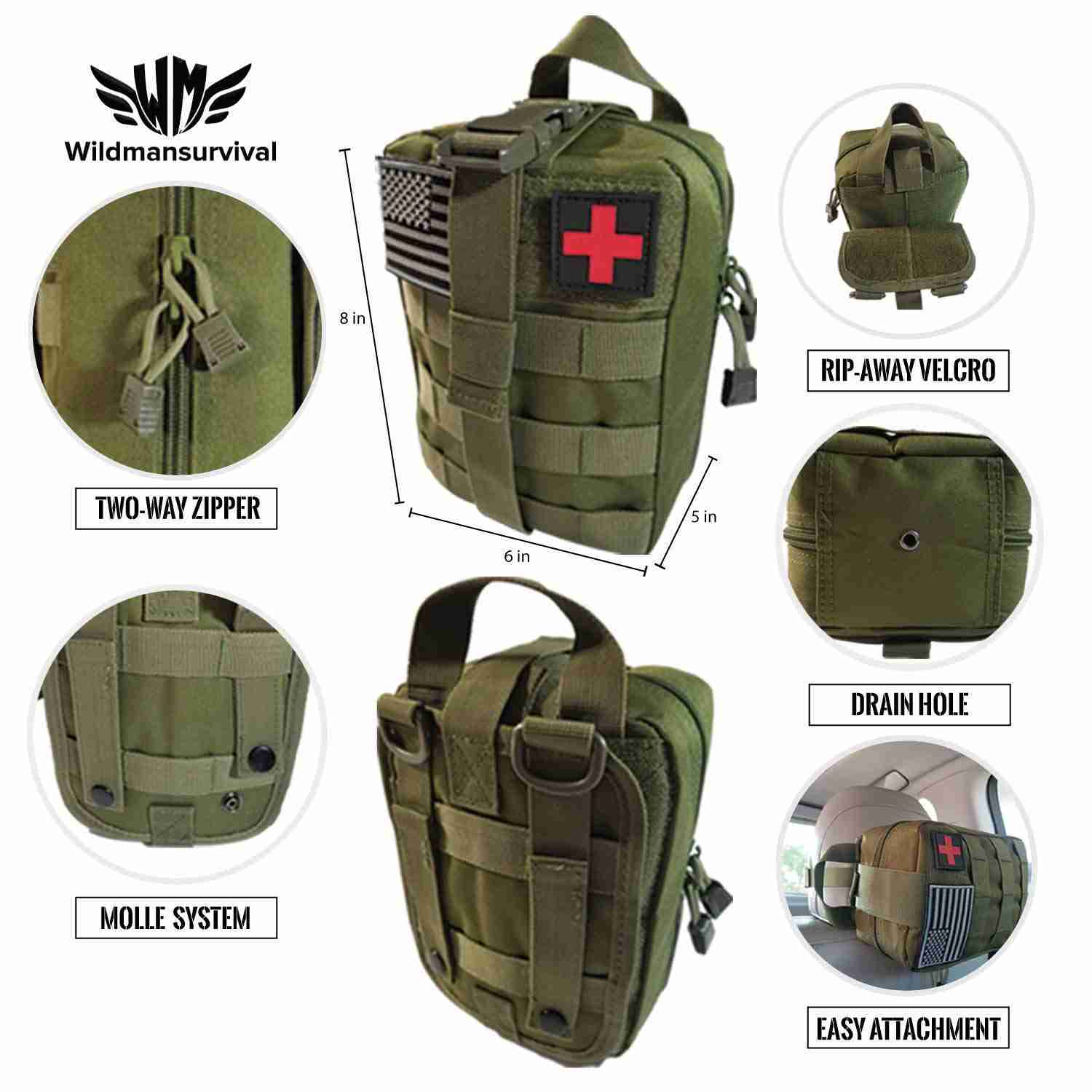 WildmanSurvival 313 pcs. Survival First Aid Kit with Molle System for Outdoor Adventures