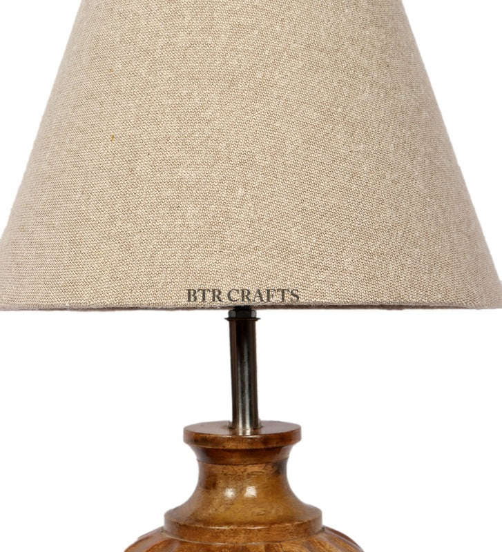 BTR CRAFTS Spotted Wooden Matki Table Lamp (Bulb not Included)