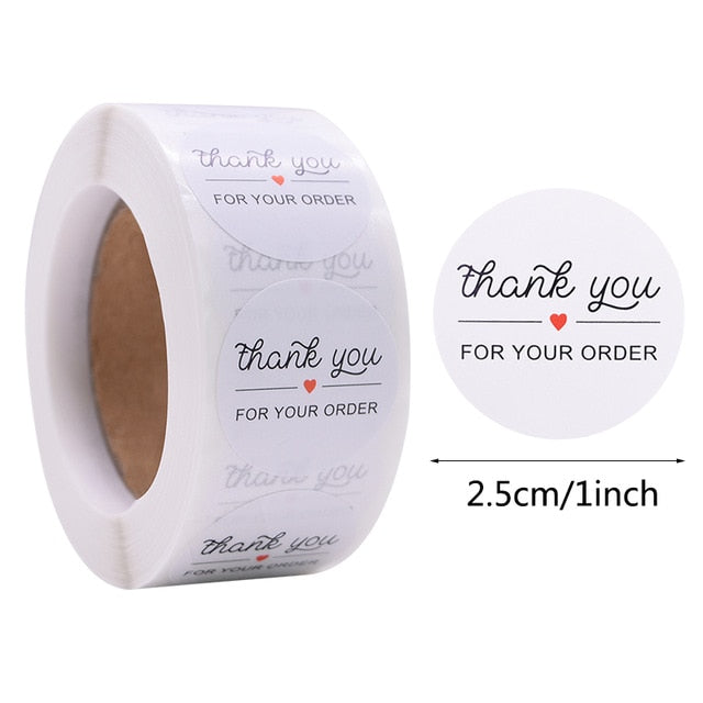 500pcs Gift Sealing Stickers - Thank You, Love Design for Diary, Scrapbooking, Party Decorations