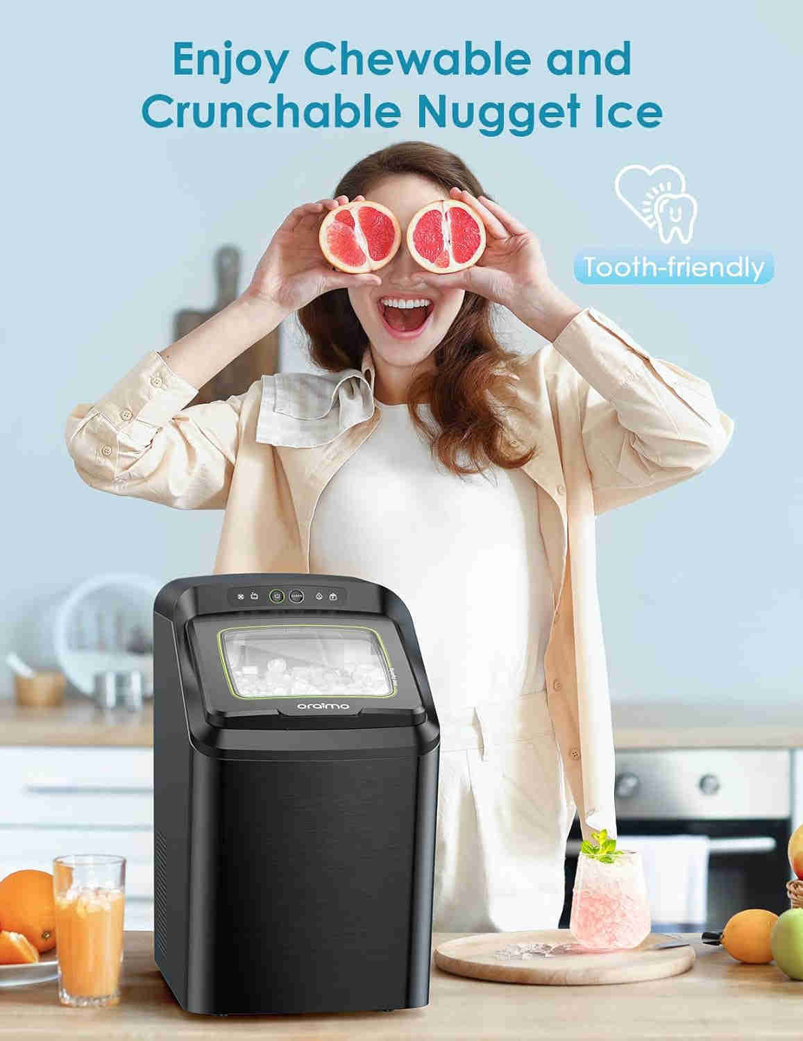 Nugget Ice Maker Countertop with Self-Cleaning & Auto Water Refill, 26 Lbs/Day Chewable Pebble Ice Machine for Home, Kitchen, Party, RV