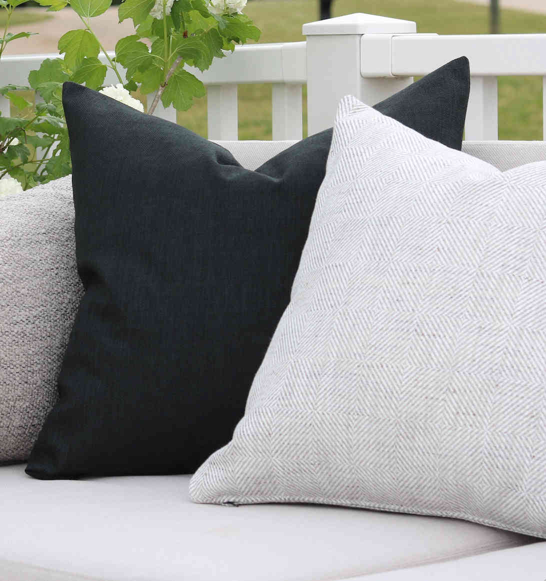 Black Outdoor Pillow Cover - Durable and Modern