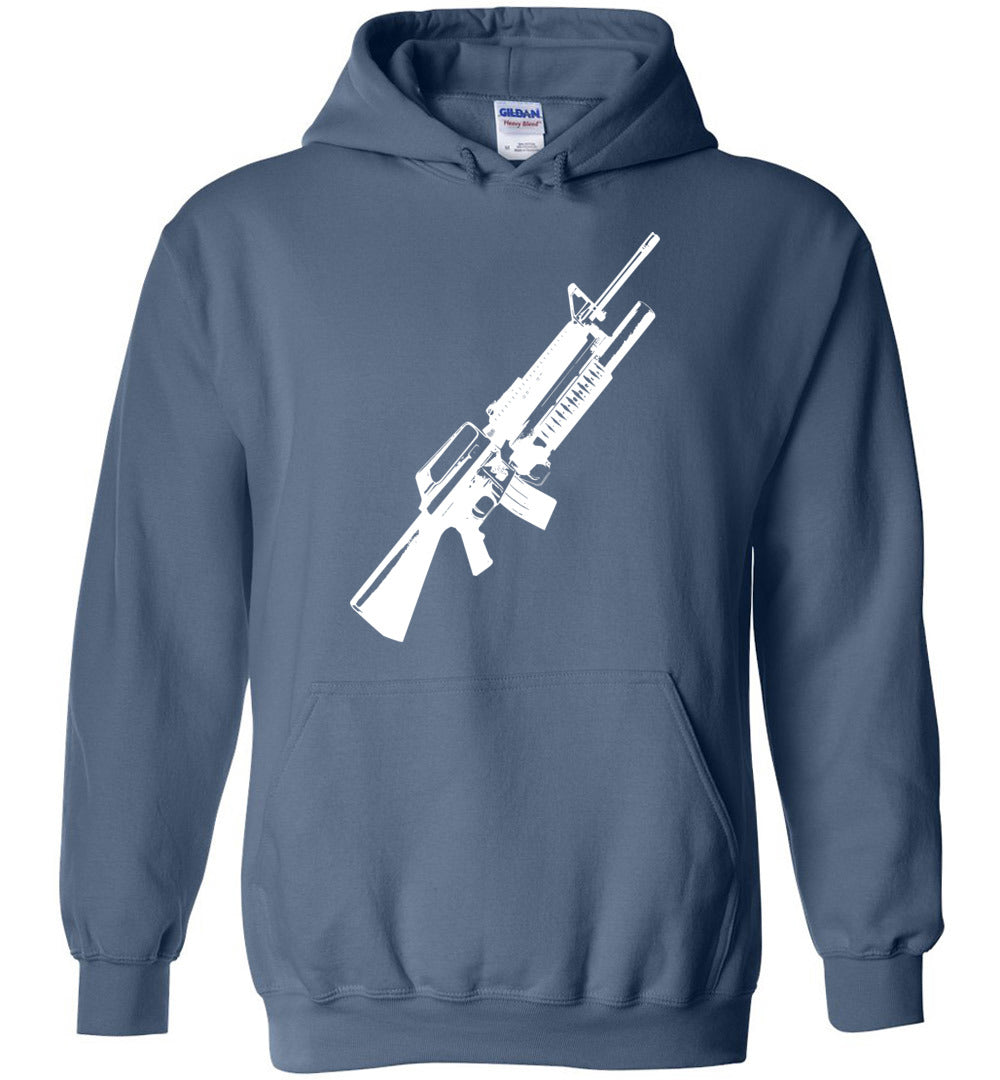 M16A2 Rifles with M203 Grenade Launcher Hoodie - Unique Design for Gun Enthusiasts