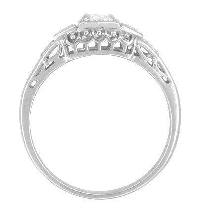 Art Deco Filigree 1/4 Carat Certified Diamond Platinum Engagement Ring - Low Profile