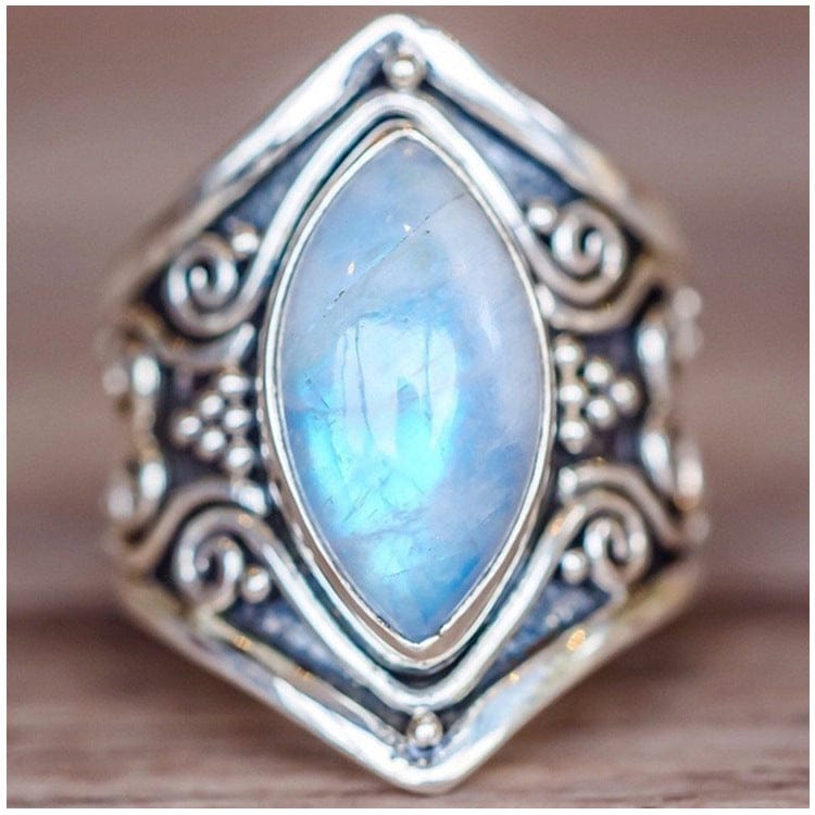 Antique Silver Vintage Moonstone Ring - Handmade Jewelry Gift for Women