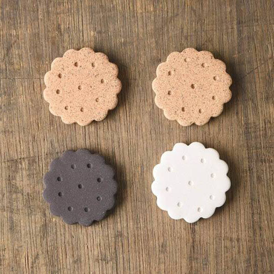 Biscuits Chopstick Rest Gift Set - Ceramic Mino Ware (4pcs, Japan)