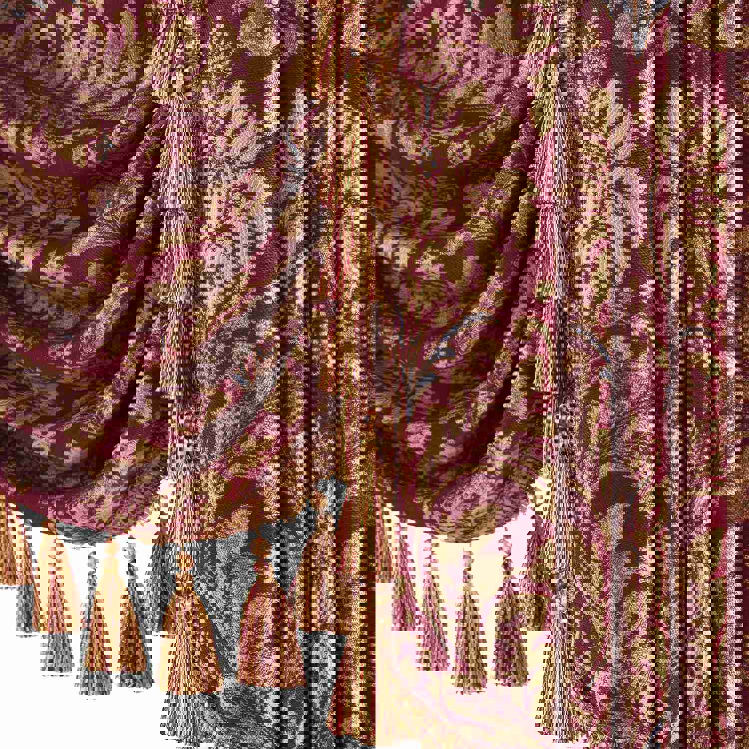 Lafaye Swag Valance - Classic Damask Pattern Waterfall Window Valance