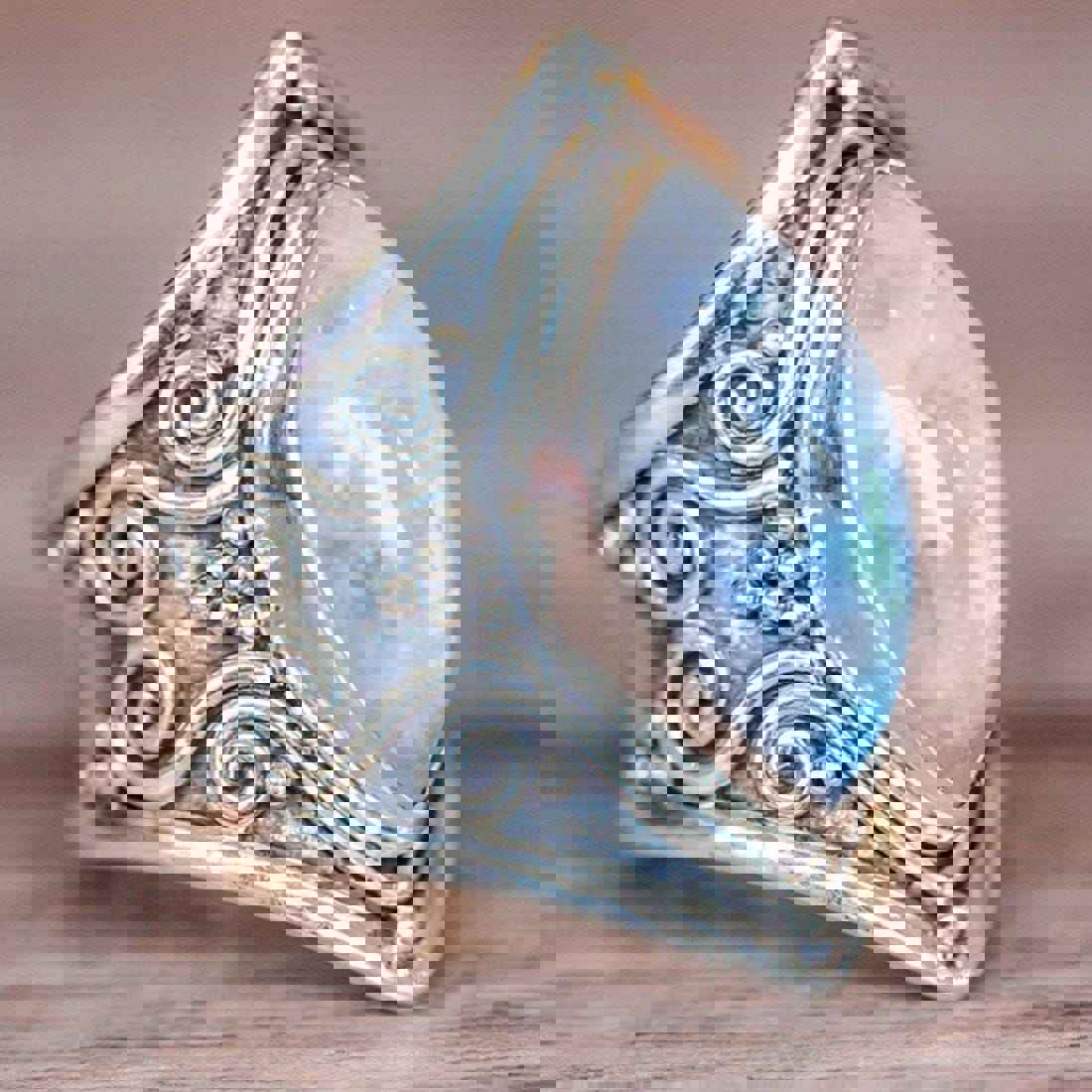 Antique Silver Vintage Moonstone Ring - Handmade Jewelry Gift for Women