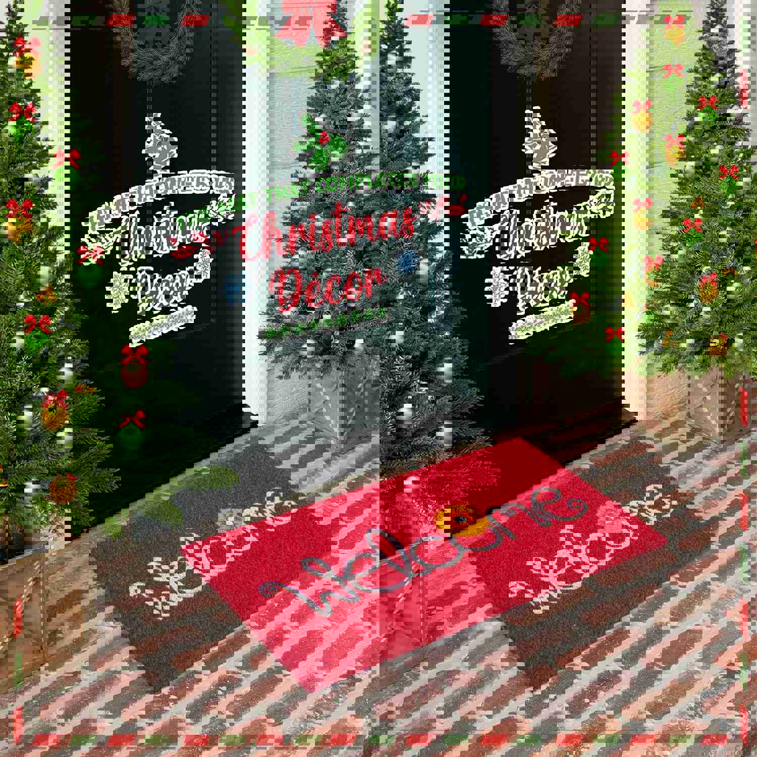 LuxUrux Christmas Welcome Mats Outdoor Doormat with Heavy-Duty PVC Backing - Natural - Perfect for Indoor/Outdoor Use