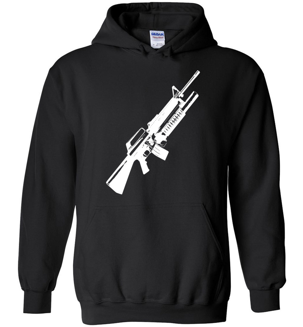 M16A2 Rifles with M203 Grenade Launcher Hoodie - Unique Design for Gun Enthusiasts