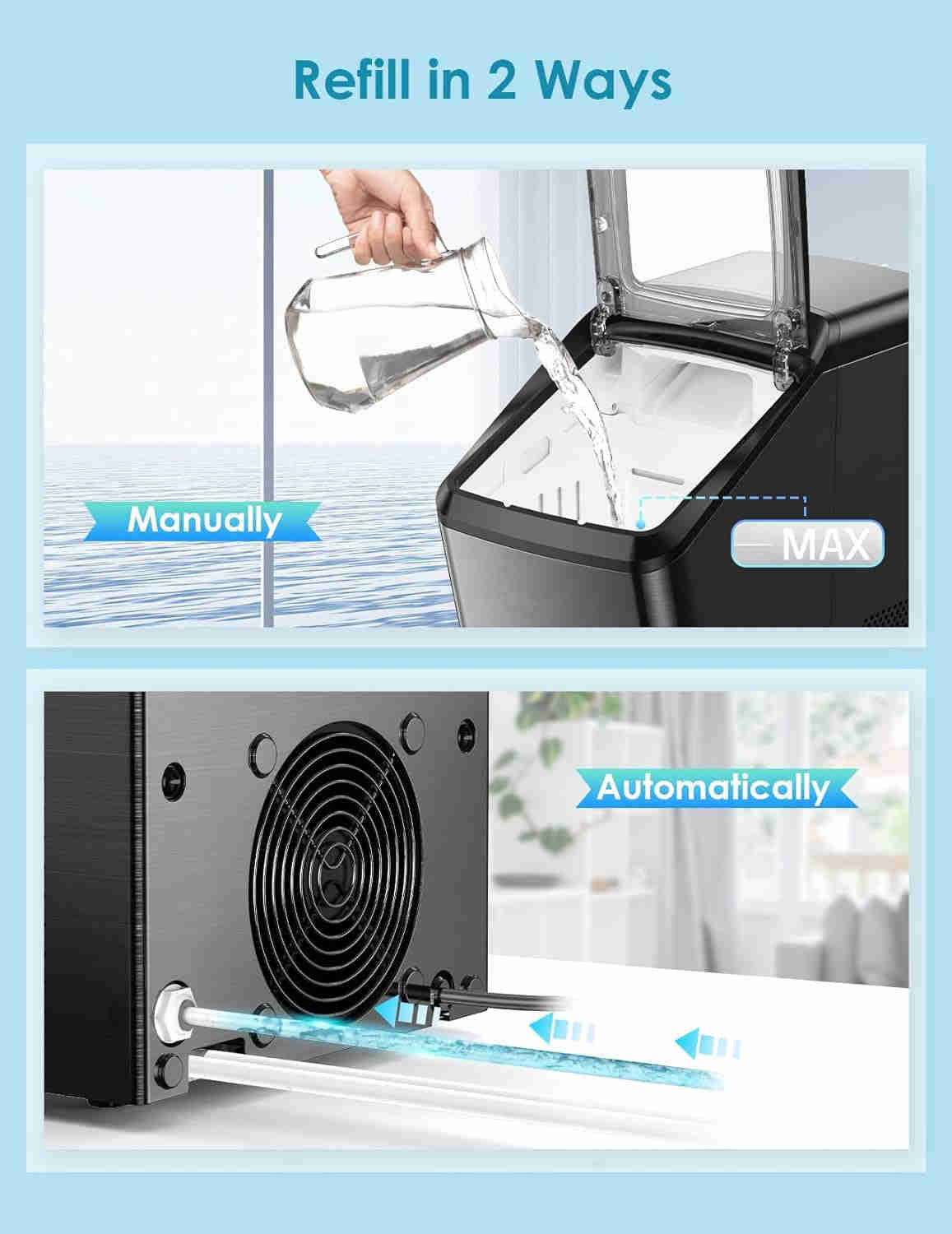 Nugget Ice Maker Countertop with Self-Cleaning & Auto Water Refill, 26 Lbs/Day Chewable Pebble Ice Machine for Home, Kitchen, Party, RV