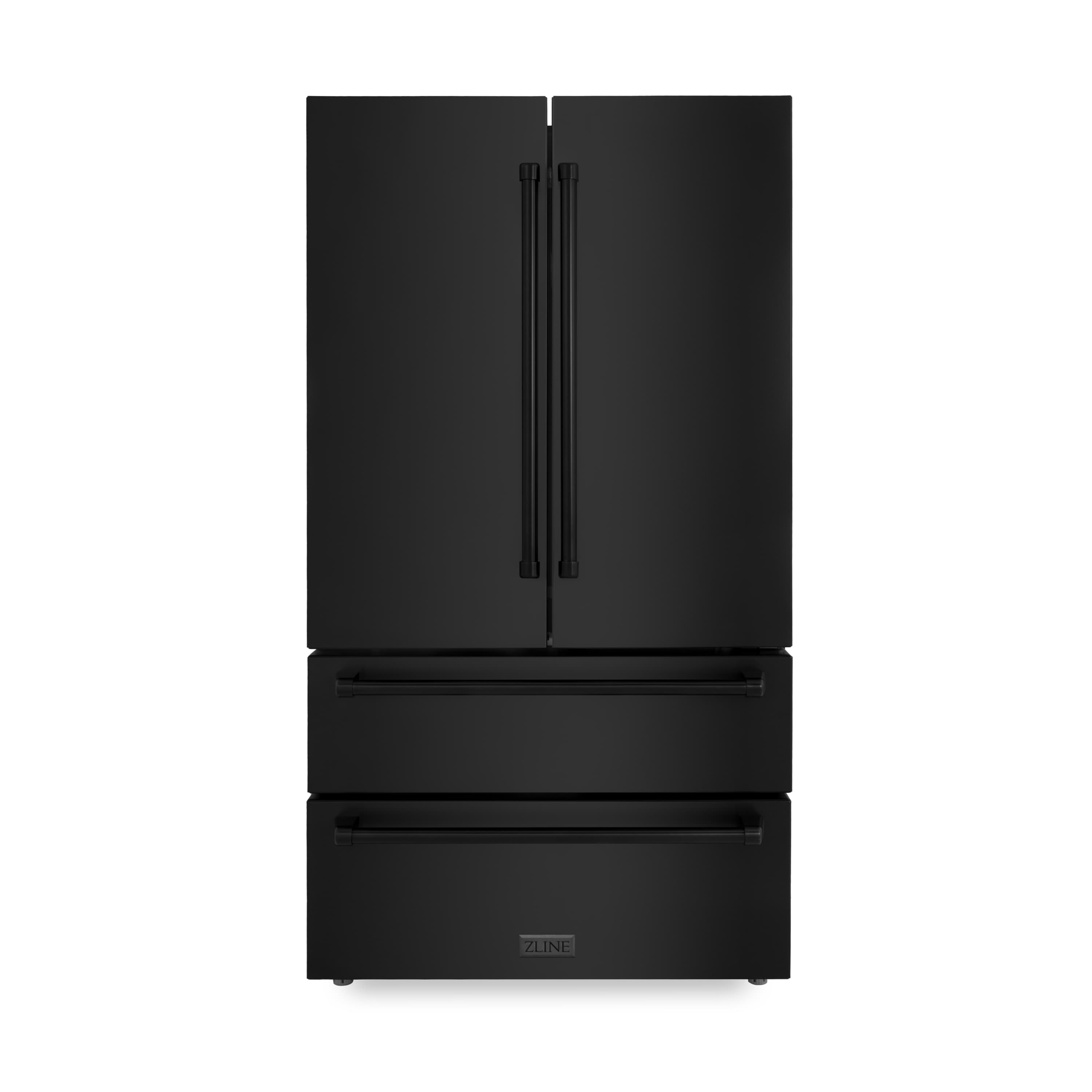 ZLINE 36 22.5 cu. ft Freestanding French Door Refrigerator with Ice Maker in Fingerprint Resistant Black Stainless Steel