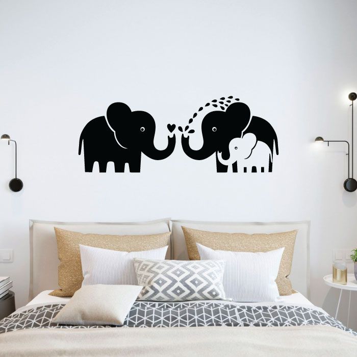 Inspirational Quote Vinyl Wall Sticker Decal - Mom Dad And Baby Elephant