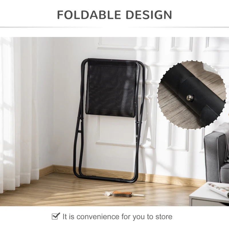 PawHut Elevated Dog Bed with Breathable Fabric, Foldable Pet Cot with Heavy Duty Steel Frame, Portable Cooling Pet Bed for Indoor & Outdoor Use