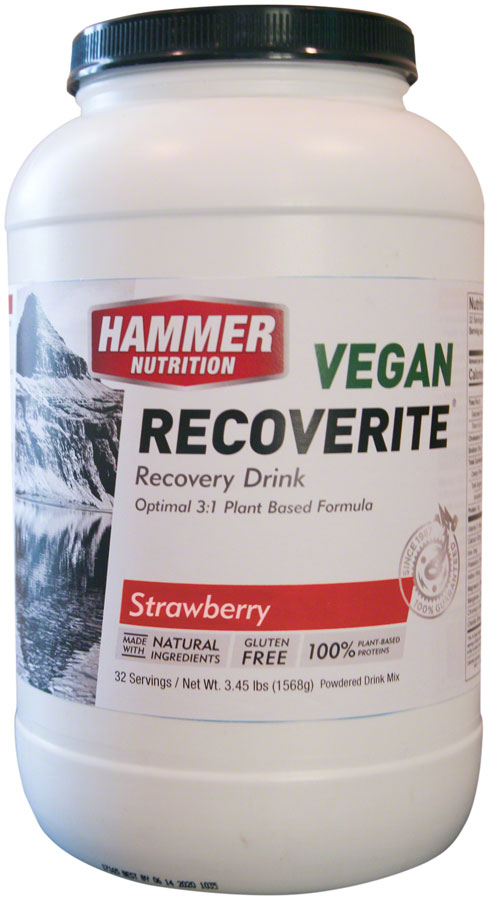 Hammer Vegan Recoverite Drink Mix Strawberry 32 Servings - Plant-Based Recovery Drink