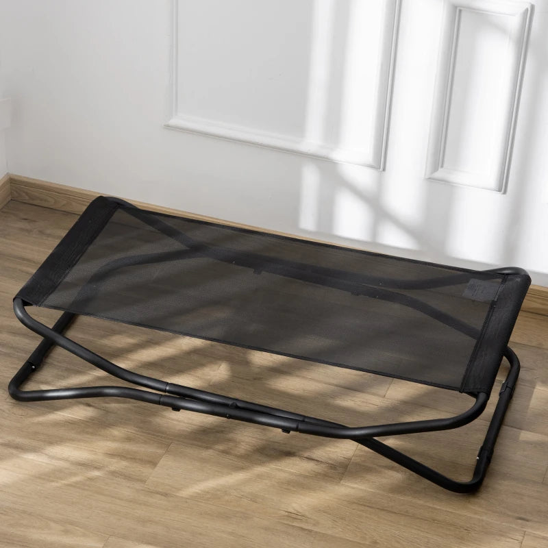 PawHut Elevated Dog Bed with Breathable Fabric, Foldable Pet Cot with Heavy Duty Steel Frame, Portable Cooling Pet Bed for Indoor & Outdoor Use