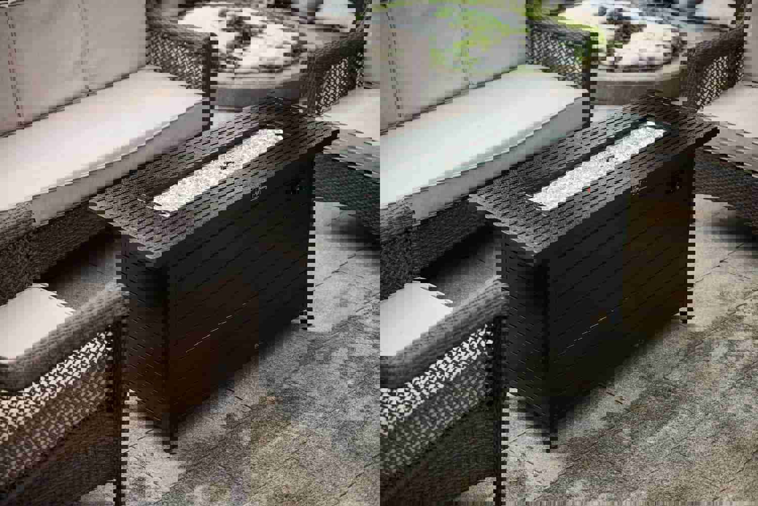 57in Outdoor Gas Propane Fire Pit Table 50000BTU with Lid, Glass Beads, ETL Certification